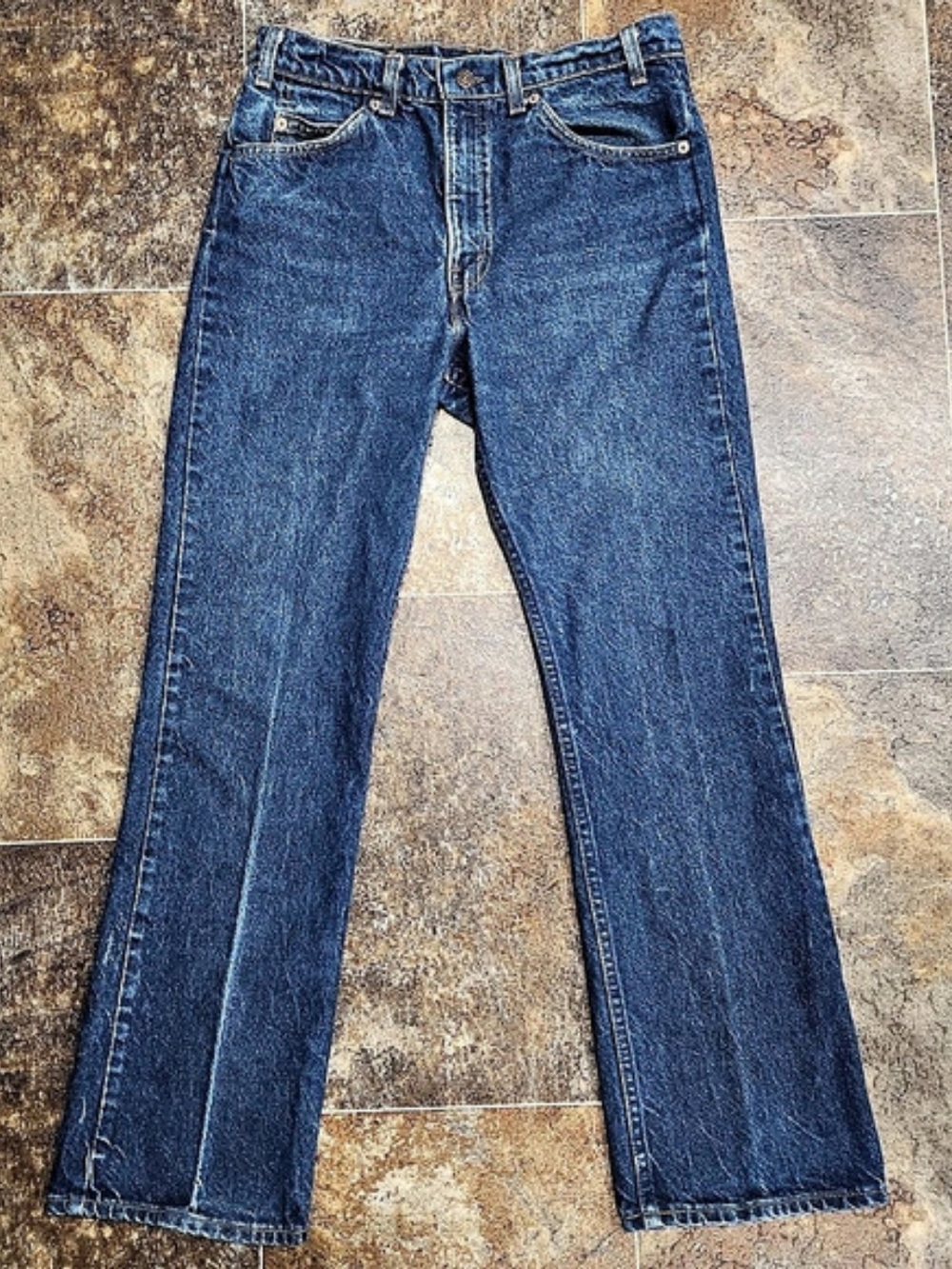 Vintage 1992 Levis 517 Orange Tab Bootcut Jeans W32" L29" Dark Slight Stone Wash
